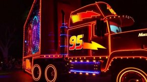 Lightning McQueen Disneyland Paint the Night Parade from Disney Cars 4k Resolution & Mack Truck