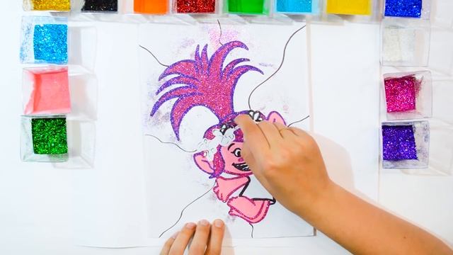 РОЗОЧКА блёстками и песком / Раскраска для детей ТРОЛЛИ смотреть онлайн