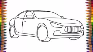 How to draw a car Maserati Ghibli step by step for beginners