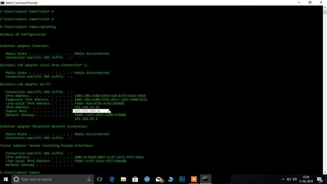 Cmd- command tricks-: color, tracert , ipconfig, nslookup