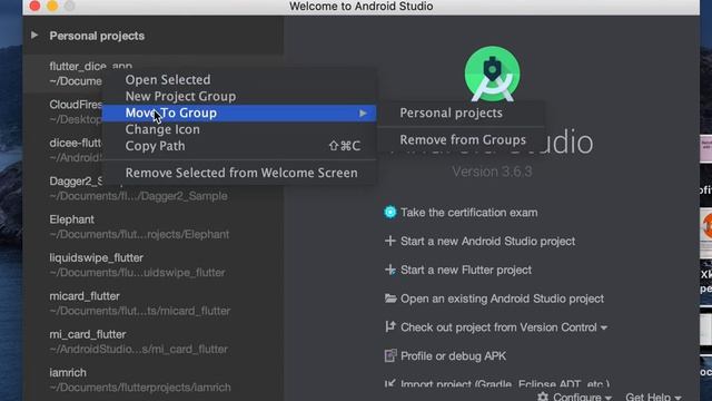 How to group your projects in android studio easily