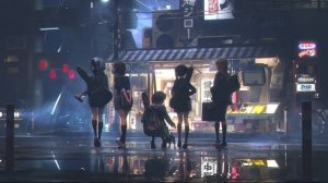 Девичий Ансамбль - K-On! / Girls Band / Rain / Night Street - Живые Обои