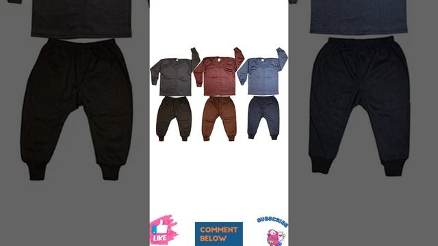 KIFAYATI BAZAR KIDS UNISEX BODY WARMER THERMAL WINTER Wear (TOP + BOTTOM) MULTI-COLOU(SET OF 3)