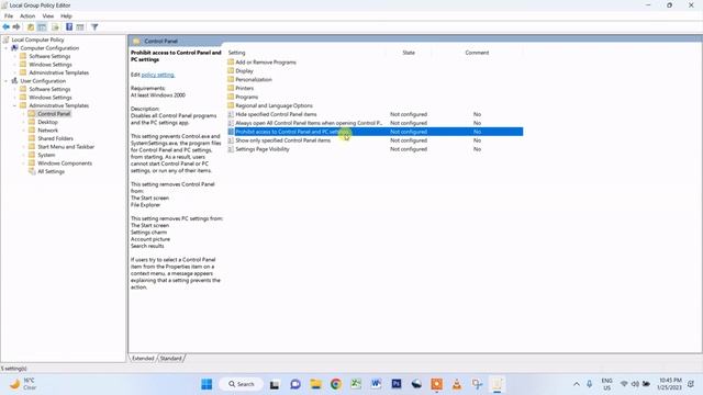 How to BLOCK CONTROL PANEL Setting in your Computer  Disables all Control Panel programs IN HINDI