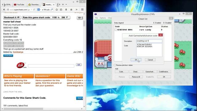 Pokemon Fire Red Cheats - master ball, rare candy, any pokemon смотреть онлайн