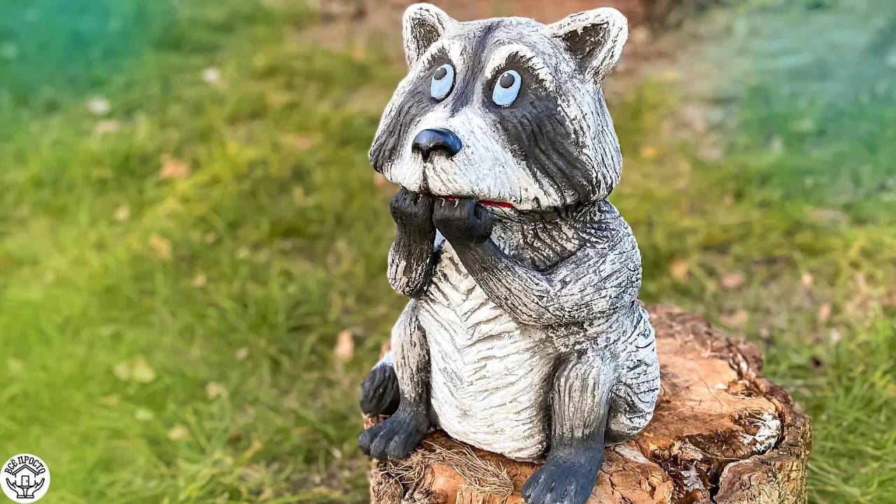 ЕНОТ попрошайка из ЦЕМЕНТА своими руками | Поделки для дачи | DIY cement crafts with your own hands смотреть онлайн