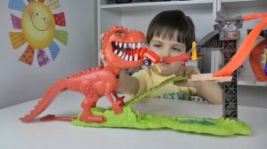 Хот Вилс Трек с Динозавром Hot Wheels T-REX Take Down Eat  Cars Машинки  Хот Вилс от Супер Егор