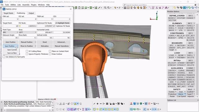 FMH hard parts distance-based positioning for FMVSS201U