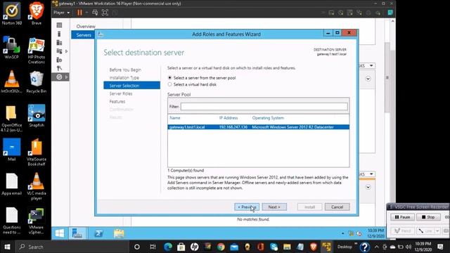 Remote Desktop Gateway 2012 installation, configuration and testing access with VMware Player. смотреть онлайн