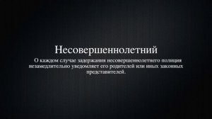 Видео лекция "Основные права задержанного и Закон о Полиции РФ"