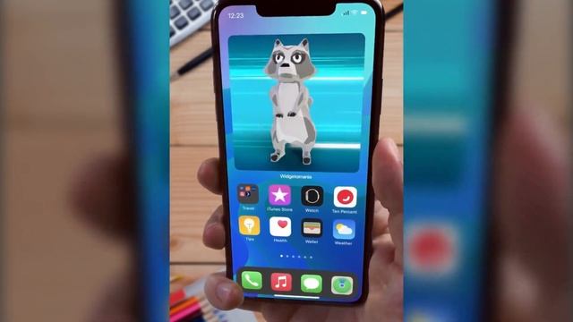 Live widgets for iPhone - blue racoon landscape смотреть онлайн