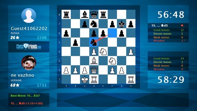 Chess Game Analysis: ne vazhno - Guest41062202 : 1-0 (By ChessFriends.com) смотреть онлайн