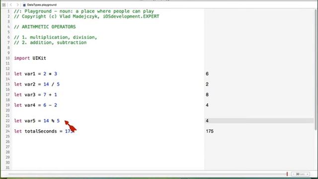 iOS Swift lesson 4 - arithmetic operators in Swift programming language