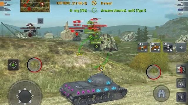 Wot Blitz.Gameplay. Взвод ( ИС-6 + ИС-3 Защитник) смотреть онлайн