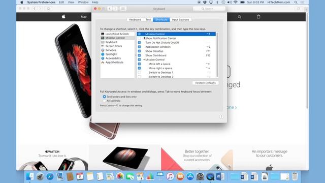 Mac OS X keyboard shortcuts