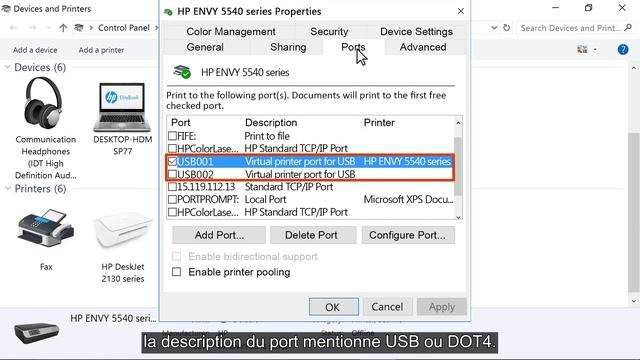 Sélection du port correct pour votre imprimante, dans Windows 10 | HP Support смотреть онлайн