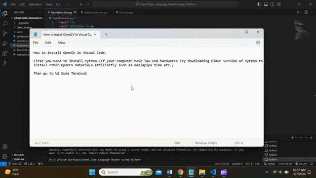 How to install OpenCV in Python using Visual Studio Code Terminal (Windows 11 ) - 2024 Easy Fast wa