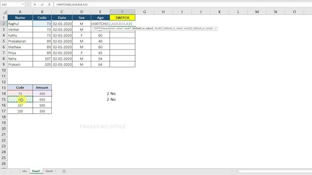 Excel SWITCH Function in Tamil | Prabas MS Office