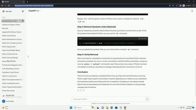 uninstall python terminal mac