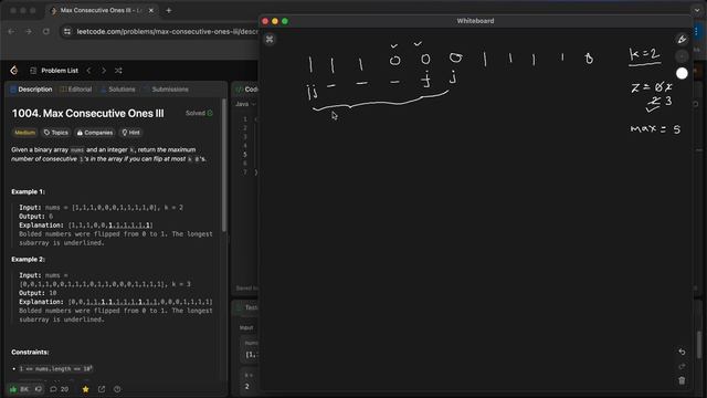 LeetCode: 1004. Max Consecutive Ones III | JAVA | ARRAY | SLIDING WINDOW ( VARIABLE LENGTH WINDOW )