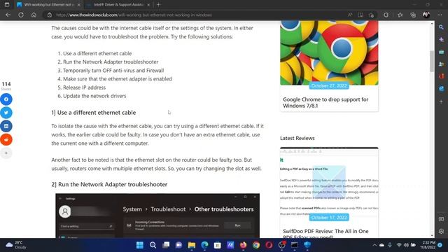 WiFi working but Ethernet not working in Windows 11/10 смотреть онлайн