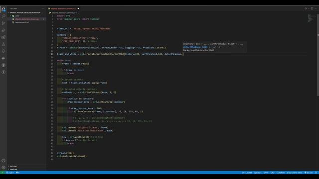 Обнаруживаем объекты на стриме по контурам, без готовых моделей с помощью OpenCV Python смотреть онлайн