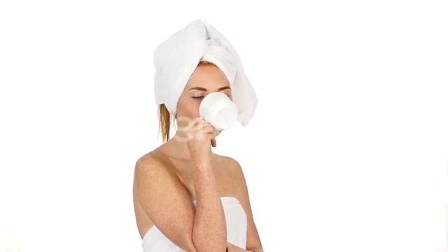 Attractive Girl Is Drinking Coffee. She Is Standing and Gently Smiling. Slow Motion | Stock Foot... смотреть онлайн