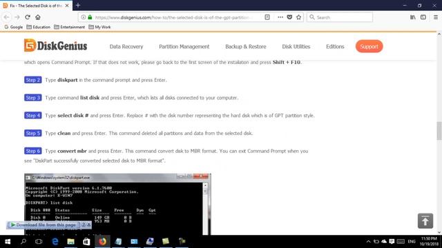 windows cannot be installed to this disk the selected disk is of the gpt partition style حل مشكله смотреть онлайн