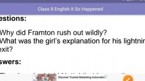 Class 8 English | The Open Window | Question Answer | Chapter 7 | it so happened