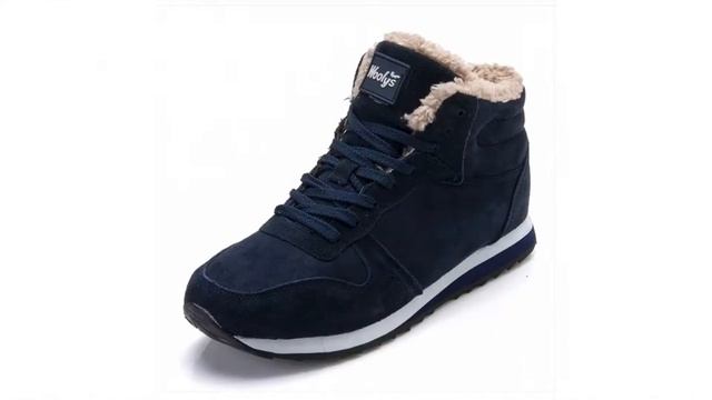 Мужские зимние кроссовки черные синие Men's winter sneakers black blue смотреть онлайн