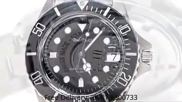 Submariner Silver Chain Watch With Black Dial