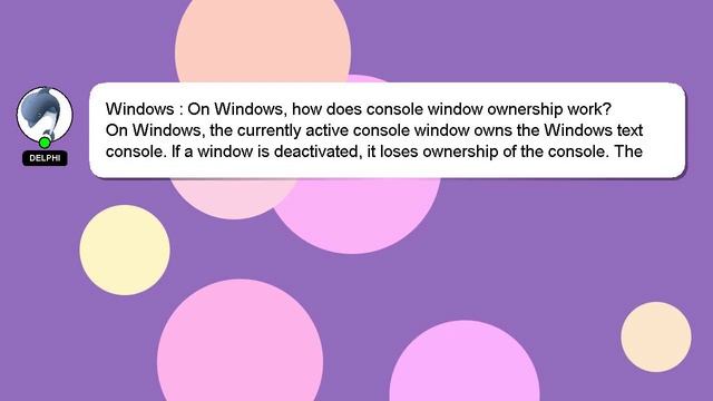 Windows : On Windows, how does console window ownership work? смотреть онлайн