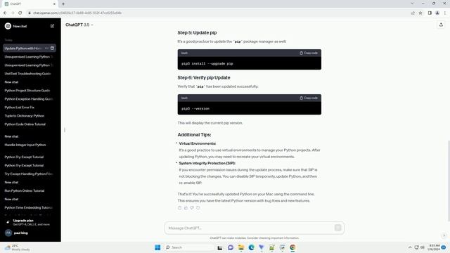 update python command line mac