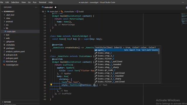 Flutter Mobile Apps   How to create Flutter Row Widget
