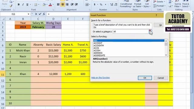 how to make salary slip payroll in excel with formula? MS Excel tutorial Urdu Ms Office TutorAcadem