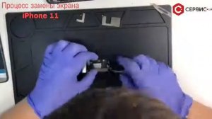 Процесс замены разбитого экрана IPhone 11