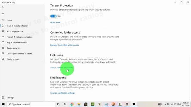 Windows 10 Home : How to add or remove items that you want exclude from Microsoft Antivirus scans смотреть онлайн