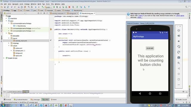 Android Studio  : How to Start Programming - Lesson 2_1 ( Add Button )