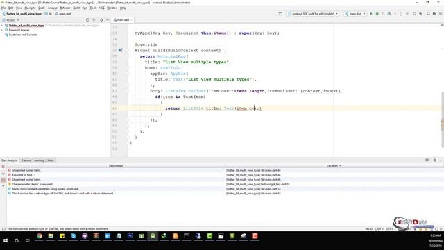 Flutter App Development   List View multiple item view type