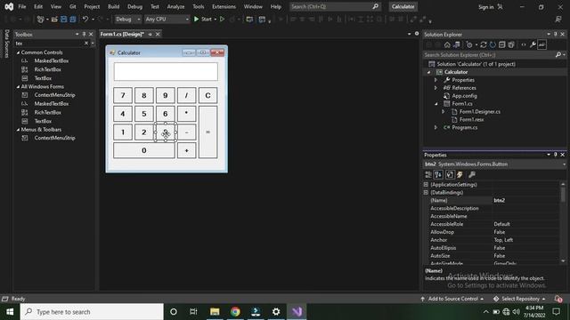 Simple Calculator in C#.net Windows Form (Part 1) | Mini Project #8