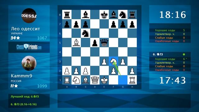 Chess Game Analysis: Kammm9 - Лео одессит : 1-0 (By ChessFriends.com) смотреть онлайн