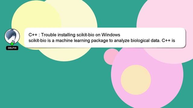 C++ : Trouble installing scikit-bio on Windows смотреть онлайн