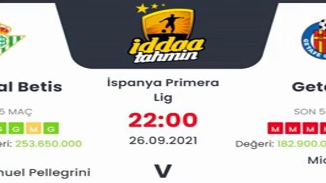 Real Betis Getafe İddaa Tahminleri 26 Eylül 2021 #iddaa смотреть онлайн