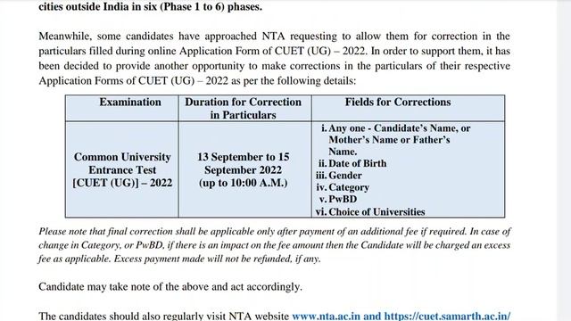 CUET UG 2022 Correction Window Open Again | CUET Latest Update | CUET UG 2022 Result
