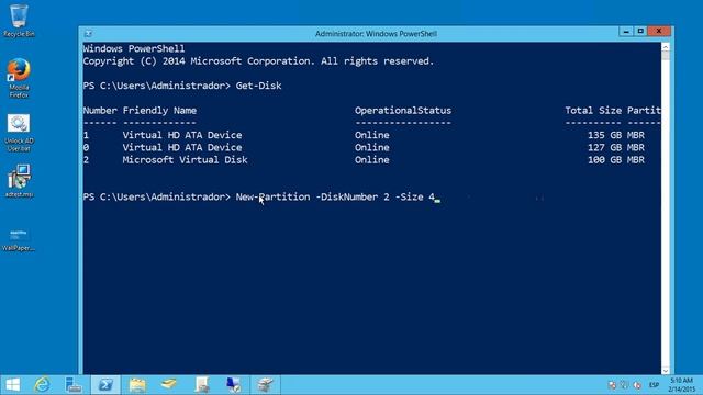 Windows Server 2012 R2 - Crear nueva partición con PowerShell ...