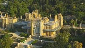 Crimea. Aerial View of Vorontsov Palace. It Is One of the Main Landmarks of Crimea. Super Fligh |