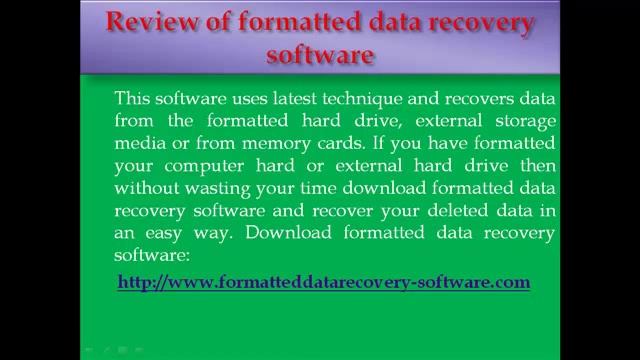 Formatted Data Recovery Software  Review смотреть онлайн