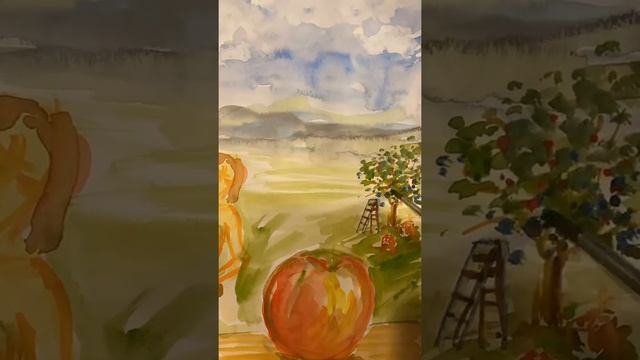 Figure drawing apple picking females landscape figure painting basket of apples смотреть онлайн