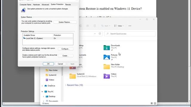 Find out if System Restore is enabled on Windows 11 Device смотреть онлайн