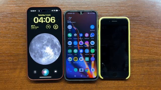 IPhone 14 ProMax Outgoing Calls OnePlus 6T And IPhone 7 On WhatsApp & Viber Using HEY SIRI Command